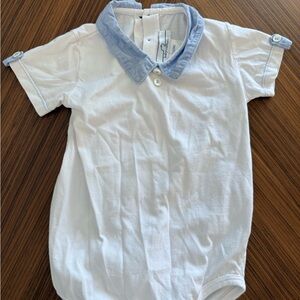 White and Blue Baby Onesie